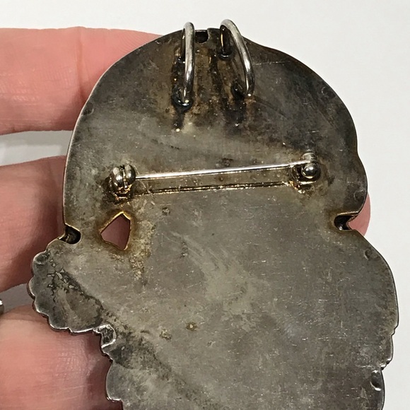 Vintage Unsigned Best Silver Classic Santa Oversized Large Head Brooch Pendant - Picture 12 of 13